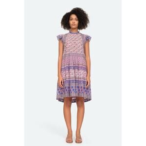 Sea Ny Bianca Boho Hippie Flutter Sleeve Floral Cotton Mini Dress 2